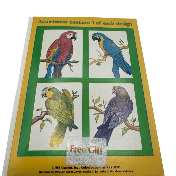 Vintage Current Inc Tropical Birds Greeting Cards Set Of 4 Parrot Macaw Designs - Picture 3 of 7